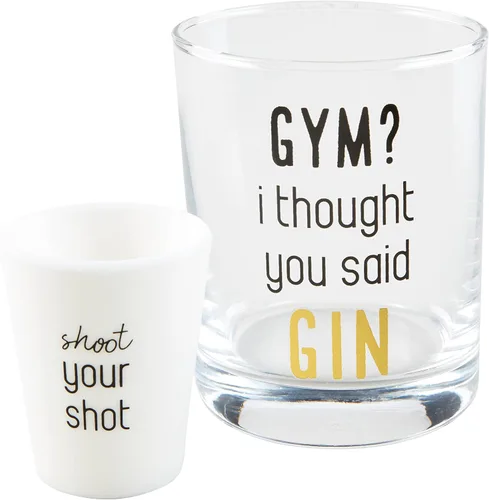 Vista 2 de Mud Pie Gin Dof Set, vaso 8 oz tiro 2 oz