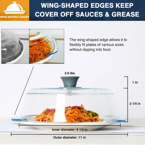 Vista 9 de lopeztek Cubierta de vidrio para salpicaduras de microondas, fundas de horno de microondas de vidrio para alimentos, protector de salpicaduras