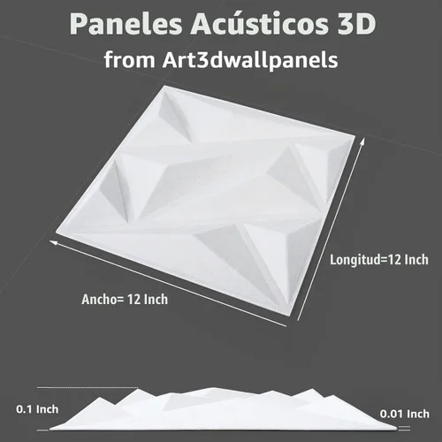 Vista 2 de Art3dwallpanels Paquete de 20 paneles acústicos insonorizados, paneles de pared acústicos amortiguadores de sonido, paneles de pared 3D, paneles