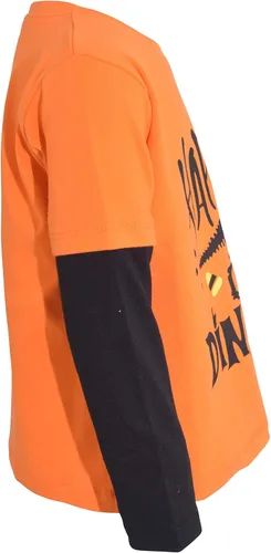 Vista 5 de Unique Baby Camiseta de Halloween con capas Happy Dinoween para niños, Naranja