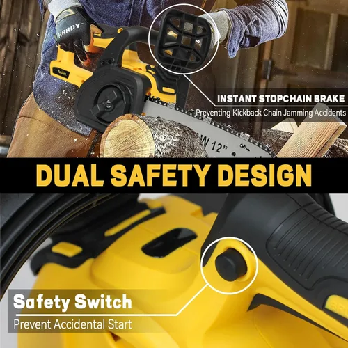 Vista 5 de Motosierra inalámbrica sin escobillas de 12 pulgadas para batería Dewalt de 20 V MAX, motosierra eléctrica sin escobillas de 12 pulgadas con bloqueo