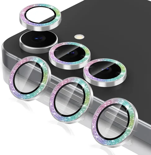 Vista 174 de Casetego Protector de lente de cámara para Galaxy Z Fold 8, [Diseño de purpurina mejorado], [Fuerte adherencia], lente de vidrio templado 9H negro