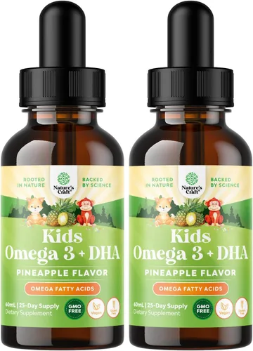 Vista 10 de Gotas de DHA Omega 3 para niños - Ácidos grasos Omega 3 6 9 para cerebro, sistema inmunológico y visión - DHA nutricional para niños para un sistema