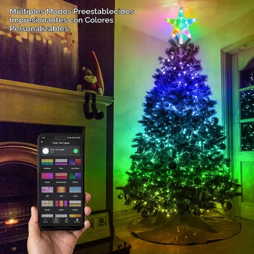 Vista 2 de Brizled Estrella Inteligente para la Copa del Árbol de Navidad, 7.5" Estrella Iluminada con 11 LED para Copa de Árbol, Estrella de Navidad con Rgb