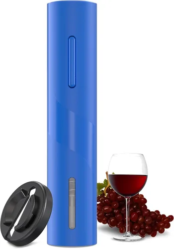 Vista 11 de COKUNST Abrebotellas de vino eléctrico, funciona con pilas, con cortador de papel de aluminio, removedor de sacacorchos con botón de un solo clic