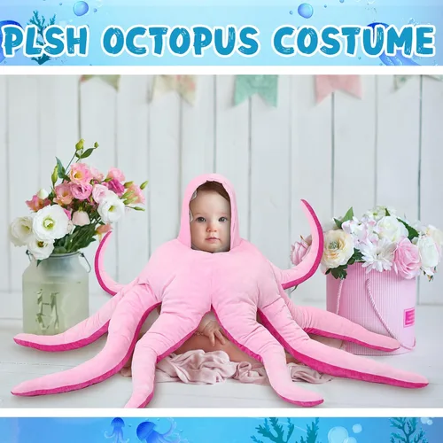 Vista 4 de Jenaai Disfraz de pulpo para bebé, disfraz de pulpo gigante, pulpo de peluche, lindo pulpo, disfraz de Halloween para bebés, niños y niñas