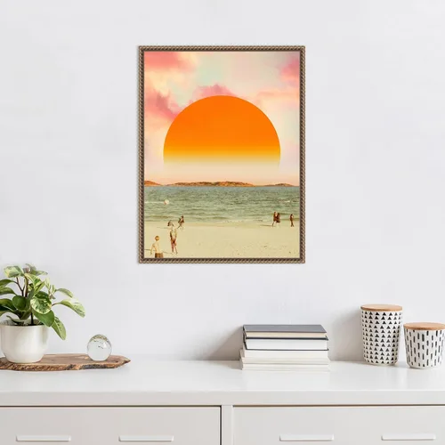 Vista 5 de Amanti Art Framed Canvas Wall Art 24x18 Retro Dreamscape II by Victoria Barnes, Framed Wall Art Canvas, Beach Artwork, Traditional Decor, Medium