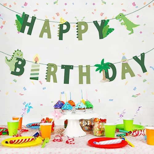 Vista 8 de Cartel de cumpleaños de dinosaurio – Cartel de feliz cumpleaños de dinosaurio, decoración de fiesta de cumpleaños con temática