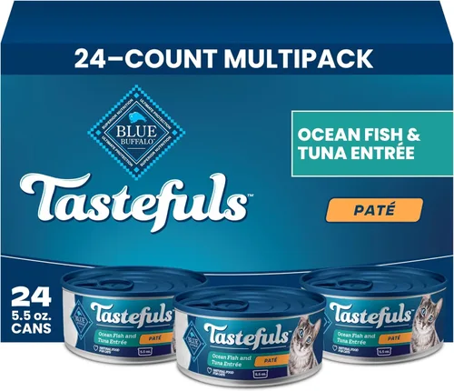 Vista 20 de Blue Buffalo Tastefuls Natural Pate - Comida húmeda natural para gatos, ternera, latas de 5.5 onzas (24 unidades) La carne de res real es lo