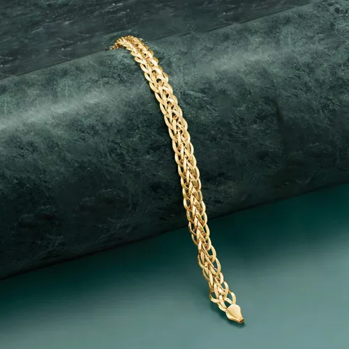 Vista 5 de Ross-Simons 14kt Yellow Gold Wheat-Link Bracelet
