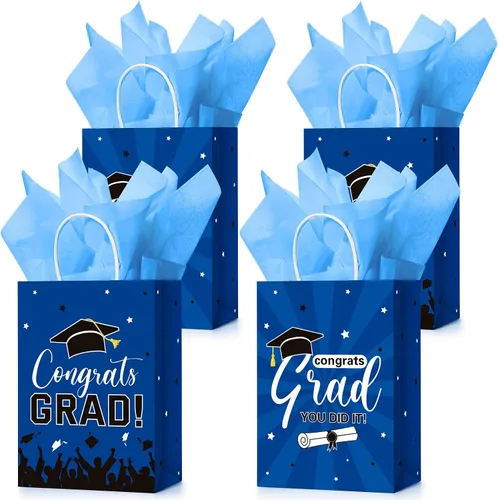 Vista 13 de Colarr 24 bolsas de regalo de graduación a granel con papel de seda clase de 2026, bolsas de regalo de fiesta de graduación con asas para escuela