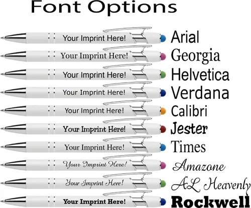 Vista 6 de ExpressDesigns™ - Bolígrafos personalizados de alta calidad con lápiz óptico Blanco hermoso Bolígrafos personalizados con nombre impreso