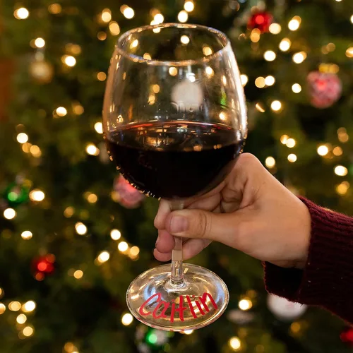 Vista 7 de Rotuladores de vino para copas de vino, marcadores de bebidas lavables, perfectos para fiestas de vacaciones, accesorios de bar en casa, regalos