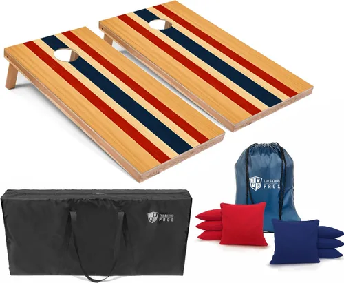 Vista 20 de Tailgating Pros Tablas de Cornhole de 4 x 2 pies, tamaño reglamentario oficial, juego de cornhole de diseño de madera con 8 bolsas de frijol, funda