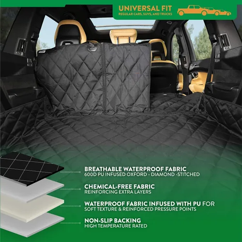 Vista 4 de Forro impermeable acolchado para camioneta de carga, solapa paragolpes, lavable en lavadora, Extra grande, Negro