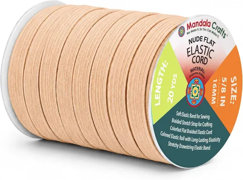 Vista 125 de Mandala Crafts 20 yardas 1/2 pulgada 0.472 in bandas elásticas beige