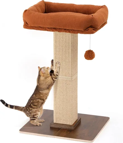 Vista 10 de FUKUMARU - Poste rascador para gatos, estilo moderno, alto, con percha para gatos de interior y adultos, torre rascador grande para gatos con cama