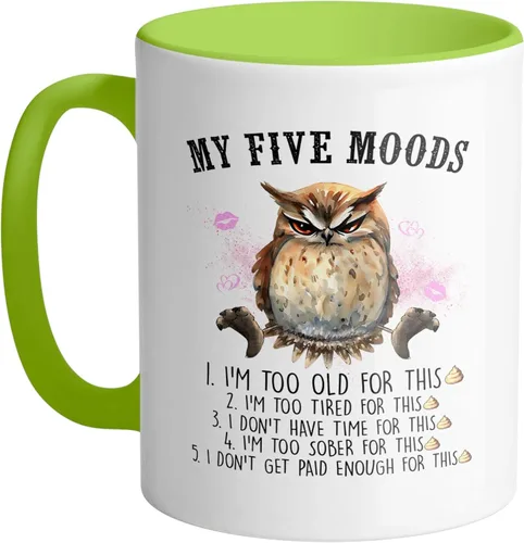 Vista 9 de TeesAndTankYou My Five Moods - Taza de café (11 onzas), color negro