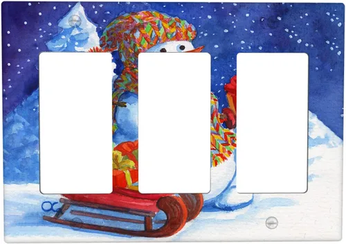 Vista 30 de Cubierta de interruptor de luz dúplex de 1 banda, cubierta decorativa de Navidad con copos de nieve rojos, placa frontal decorativa para cocina