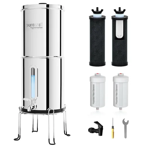 Vista 16 de Purewell Sistema de filtro de agua de gravedad portátil de 1.0 galones, sistema de encimera de ultrafiltración de 3 etapas de 0.01 μm con ventana