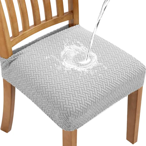 Vista 10 de Fuloon Fundas de Asiento de Silla Elásticas Impermeables 4 PCS, Fundas de Silla de Comedor Removibles Lavables Fundas Deslizables de Cojín