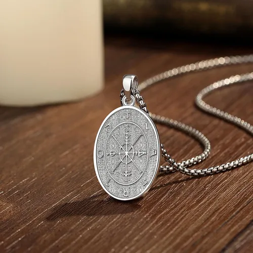 Vista 111 de EUDORA Collar de plata de ley 925 con moneda Hécate, Athena, Perséfono, Nyx, diosa de la luna triple, diosa celta, rueda de Hécate, llave, regalo
