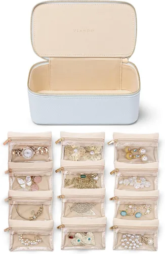 Vista 10 de VLANDO - Bolsa de viaje para joyería, 12 bolsas de terciopelo con A.12 PCS transparente