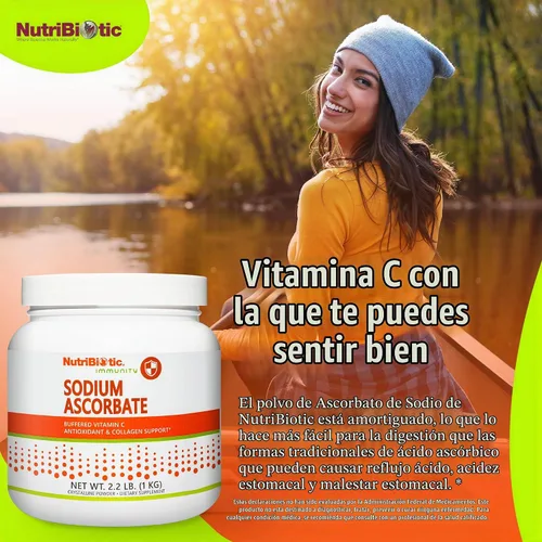 Vista 2 de NutriBiotic - Polvo de vitamina C tamponada con ascorbato de sodio, 2.2 libras Vegano, no ácido y más fácil de digerir que el ácido ascórbico