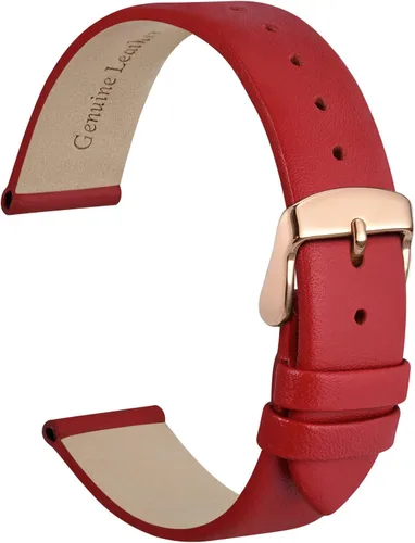 Vista 43 de WOCCI Correa de reloj elegante de 0.315 in de ancho, correa de repuesto de cuero genuino con hebilla dorada (negro)