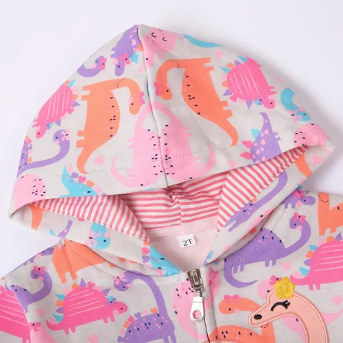 Vista 2 de Popshion Chaquetas de forro polar para niñas pequeñas, sudadera con capucha de unicornio de algodón, sudadera con capucha para otoño e invierno