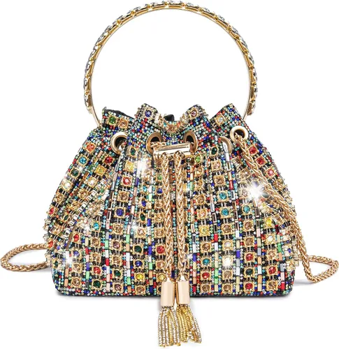 Vista 8 de Bolso de noche con diamantes brillantes para mujer, bolso de mano con diamantes de imitación para fiesta, baile de graduación, cóctel