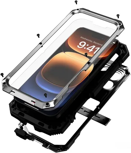 Vista 22 de Lunivop Funda compatible con iPhone 15 Pro Max de 6.7 pulgadas 2023, protección resistente, a prueba de polvo, resistente de metal de grado militar