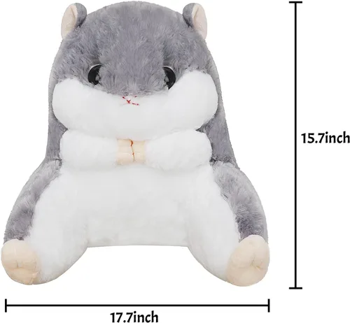 Vista 6 de Clobeau Almohadas lumbares de felpa de hámster de dibujos animados, cojín para descansar en la cintura, almohadas de lectura para adultos, almohada