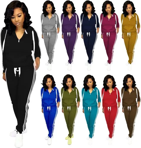 Vista 7 de TOPSRANI Conjunto de dos piezas para mujer conjunto de sudadera con capucha y pantalones deportivos a juego