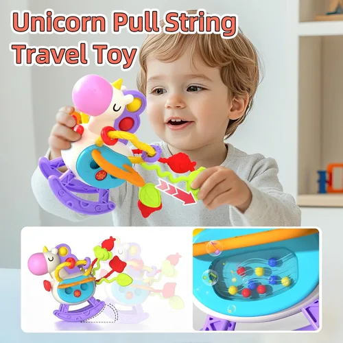 Vista 3 de 4 en 1 Juguetes para bebés de 6 a 12 meses, sensorial e infantil de apilado para 1 año, juguetes de cubo ocupado de dinosaurio para bebés de 6 a 9 a