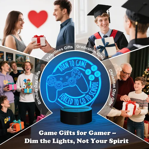 Vista 7 de Anywin Luz nocturna de juego para niños, regalo de luz nocturna de consola, regalo de Navidad y cumpleaños para niños, él, lámpara de nacimiento