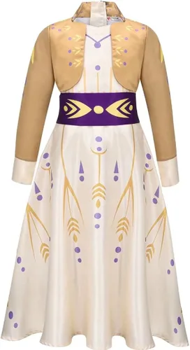 Vista 2 de SZ-TONDA Snow Queen Act 2 Dress - Girls Yellow Princess Costume Outfit Kid Ice Role Cosplay Birthday Party Apparel