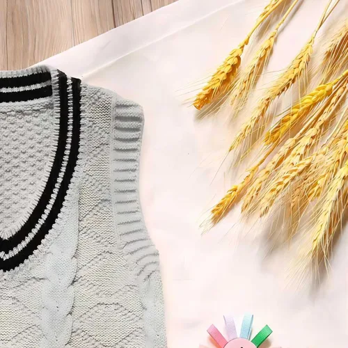 Vista 4 de Suéter de punto para bebé niño y niña, chaleco uniforme de color puro, algodón, primavera, otoño, niño pequeño