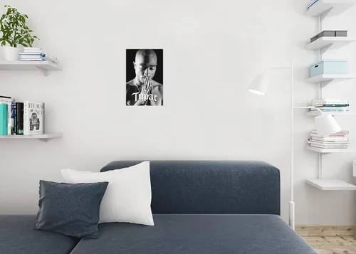 Vista 4 de Póster de Tupac Orando - Arte de pared de 2Pac del hip hop de los 90 con rapero de 12x18