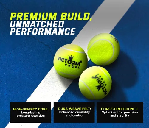 Vista 3 de Pelota – Pelotas de pádel profesionales certificadas por FIP – Pelotas de pádel duraderas con rebote constante – Fieltro de alta calidad para alto