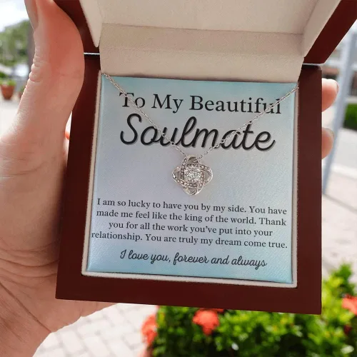 Vista 8 de to My Soulmate Love Knot Necklace - My Lovely Wife, Gifts for Girlfriend, Romantic Gifts for Her from Husband to Wife, Valentine's Day, for Wife WF5