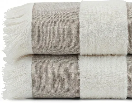 Vista 17 de Toalla de playa turca ligera, 100% algodón BCI, flecos crudos sin blanquear, certificado Oeko-TEX, absorbente, respetuosa con el medio ambiente, 36