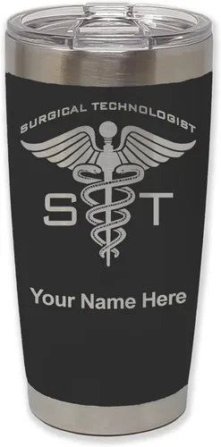 Vista 12 de LaserGram Vaso aislado al vacío de 20 onzas, ST Surgical Technologist, grabado personalizado incluido (gris)