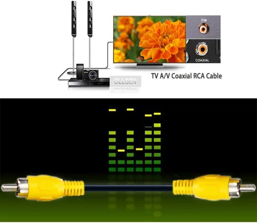 Vista 4 de Cable de video RCA, cable coaxial de audio digital con enchufe individual macho a macho, cable de extensión A/V para subwoofer de automóvil, cámara