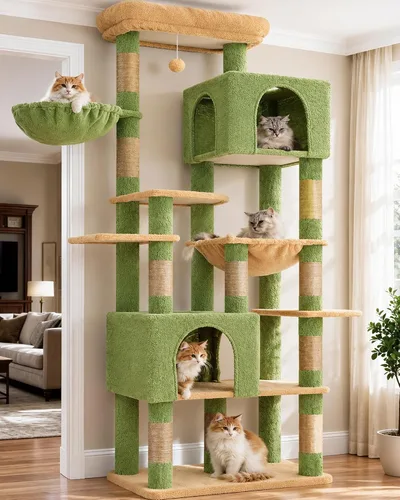 Vista 16 de Heybly Árbol para Gatos para Gatos Grandes de 20 libras de Servicio Pesado, Torre para Gatos XXL de 60 pulgadas para Gatos de Interior, Condominio