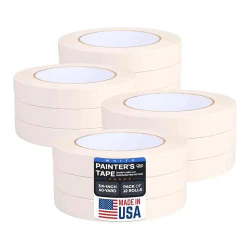 Vista 11 de IDL Packaging Cinta adhesiva blanca de 1 1/2 pulgadas x 60 yardas (paquete de 3 rollos), adhesivo de goma natural, protección de líneas afiladas