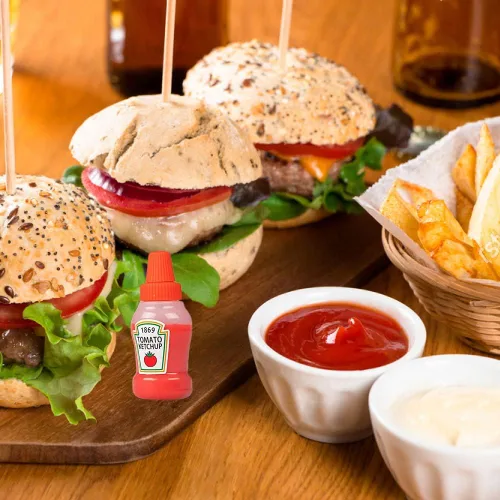 Vista 2 de Mini botella de ketchup para accesorios de caja Bento, botellas exprimibles de condimentos de 1 onza, recipiente de plástico vacío para aderezos