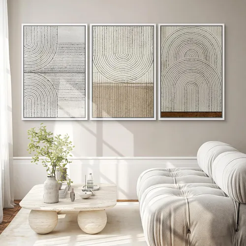Vista 458 de SIGNWIN Lienzo enmarcado para pared, juego de arte neutro de bosque brumoso, ilustraciones en tono tierra, arte moderno, decorativo, bohemio