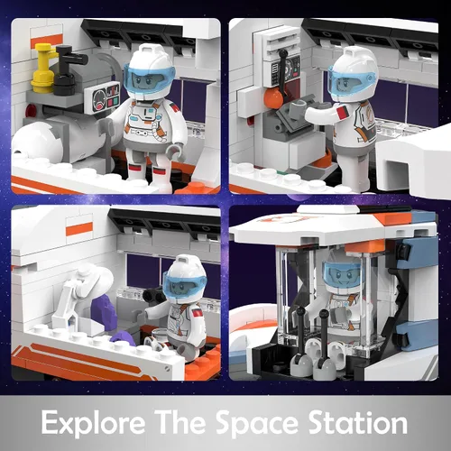 Vista 3 de Juego de construcción de estación espacial modular con 2 minifiguras de Ll005