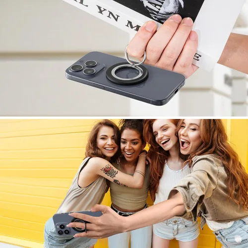 Vista 7 de Agarre magnético para teléfono para conducir manos libres y uso en la cama, soporte de metal compatible con iPhones MagSafe, soporte de anillo